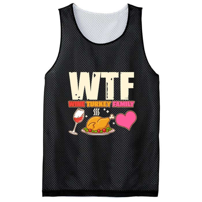Holiday Time WTF Wine Turkey Family Mesh Reversible Basketball Jersey Tank