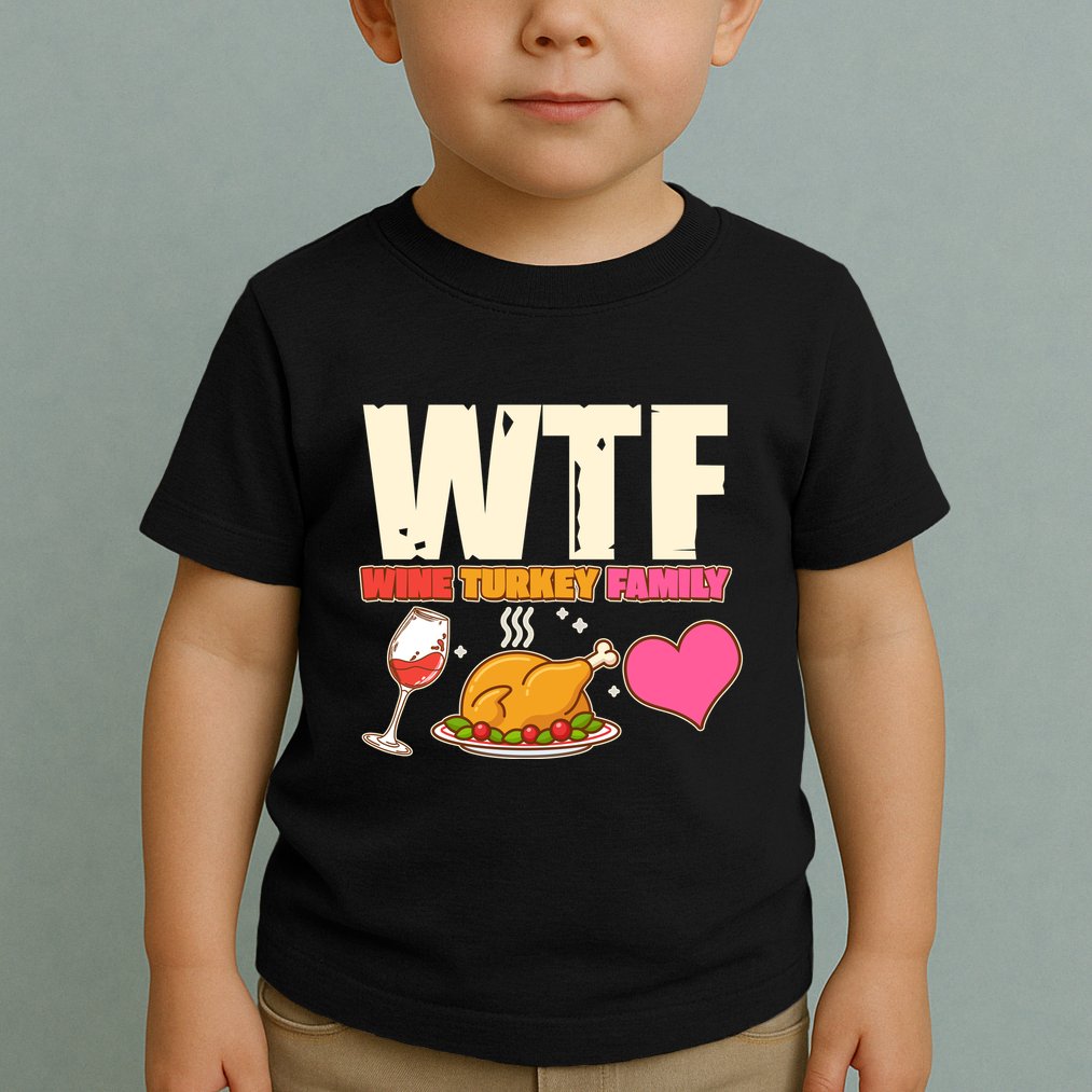 Holiday Time WTF Wine Turkey Family Toddler T-Shirt