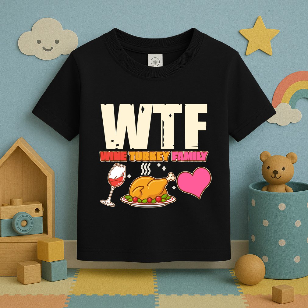 Holiday Time WTF Wine Turkey Family Toddler T-Shirt