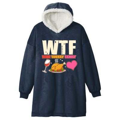 Holiday Time WTF Wine Turkey Family Hooded Wearable Blanket