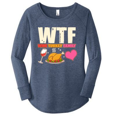 Holiday Time WTF Wine Turkey Family Women's Perfect Tri Tunic Long Sleeve Shirt