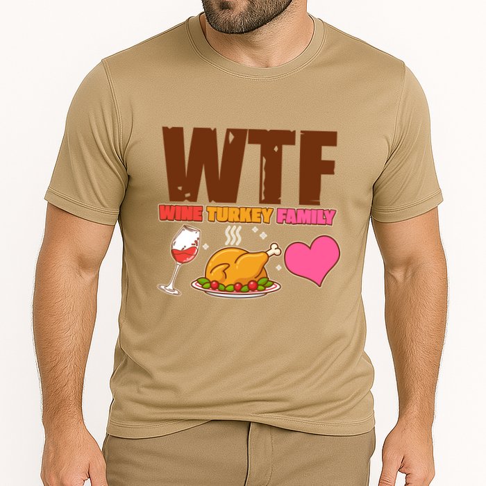 Holiday Time WTF Wine Turkey Family Cooling Performance Crew T-Shirt