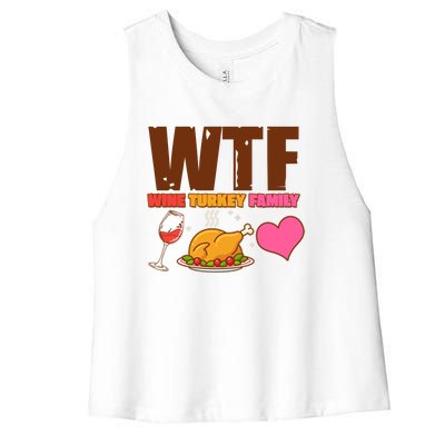 Holiday Time WTF Wine Turkey Family Women's Racerback Cropped Tank