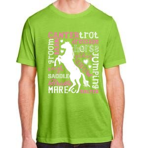 Horse Typography Word Art Equestrian Horseback Riding Gift Adult ChromaSoft Performance T-Shirt