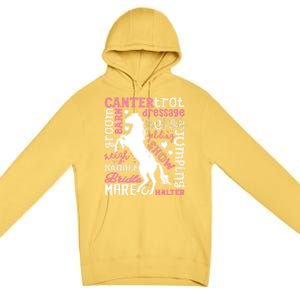 Horse Typography Word Art Equestrian Horseback Riding Gift Premium Pullover Hoodie