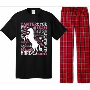 Horse Typography Word Art Equestrian Horseback Riding Gift Pajama Set