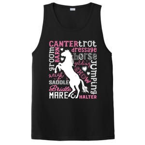 Horse Typography Word Art Equestrian Horseback Riding Gift PosiCharge Competitor Tank