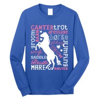 Horse Typography Word Art Equestrian Horseback Riding Gift Long Sleeve Shirt