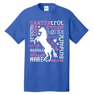 Horse Typography Word Art Equestrian Horseback Riding Gift Tall T-Shirt