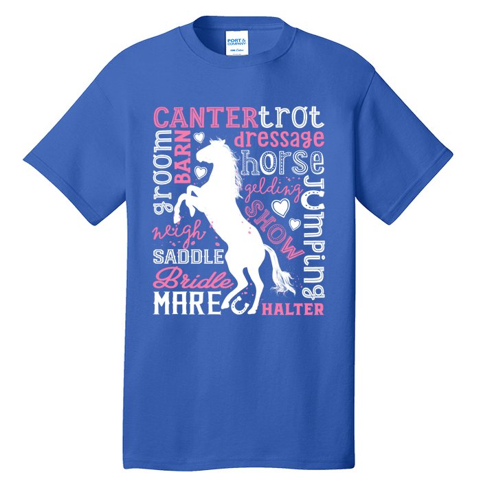 Horse Typography Word Art Equestrian Horseback Riding Gift Tall T-Shirt