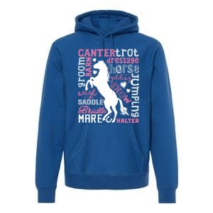 Horse Typography Word Art Equestrian Horseback Riding Gift Premium Hoodie