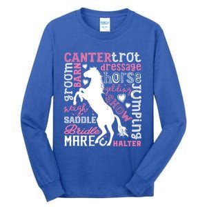 Horse Typography Word Art Equestrian Horseback Riding Gift Tall Long Sleeve T-Shirt