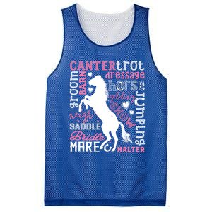 Horse Typography Word Art Equestrian Horseback Riding Gift Mesh Reversible Basketball Jersey Tank