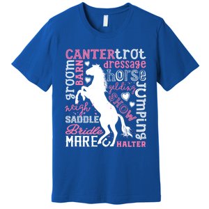 Horse Typography Word Art Equestrian Horseback Riding Gift Premium T-Shirt