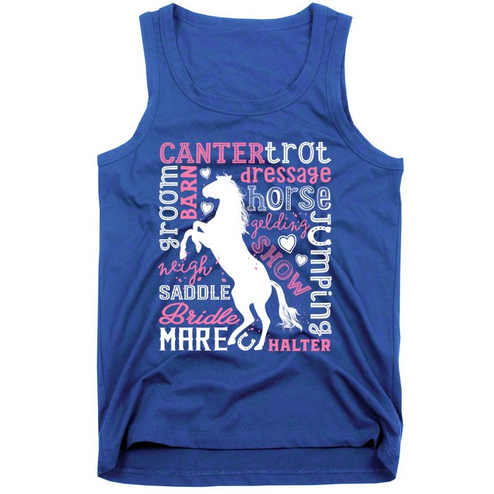 Horse Typography Word Art Equestrian Horseback Riding Gift Tank Top