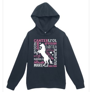 Horse Typography Word Art Equestrian Horseback Riding Gift Urban Pullover Hoodie