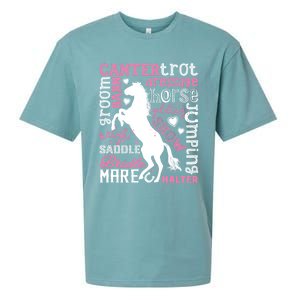 Horse Typography Word Art Equestrian Horseback Riding Gift Sueded Cloud Jersey T-Shirt