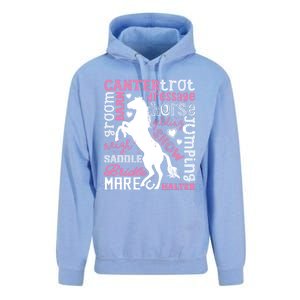 Horse Typography Word Art Equestrian Horseback Riding Gift Unisex Surf Hoodie