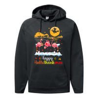 Halloween Thanksgiving Xmas Happy Hallo Thanksmas Flamingo Performance Fleece Hoodie