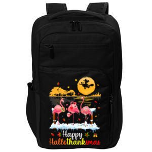 Halloween Thanksgiving Xmas Happy Hallo Thanksmas Flamingo Impact Tech Backpack