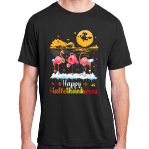 Halloween Thanksgiving Xmas Happy Hallo Thanksmas Flamingo Adult ChromaSoft Performance T-Shirt