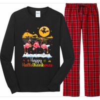 Halloween Thanksgiving Xmas Happy Hallo Thanksmas Flamingo Long Sleeve Pajama Set