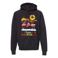 Halloween Thanksgiving Xmas Happy Hallo Thanksmas Flamingo Premium Hoodie