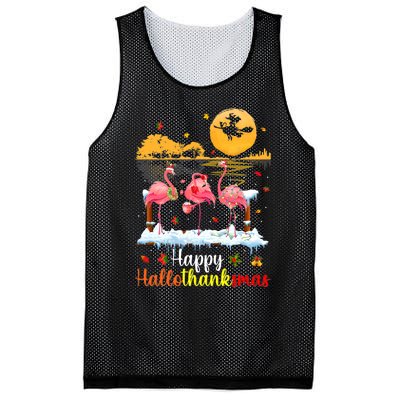 Halloween Thanksgiving Xmas Happy Hallo Thanksmas Flamingo Mesh Reversible Basketball Jersey Tank