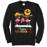 Halloween Thanksgiving Xmas Happy Hallo Thanksmas Flamingo Tall Sweatshirt