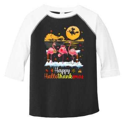 Halloween Thanksgiving Xmas Happy Hallo Thanksmas Flamingo Toddler Fine Jersey T-Shirt