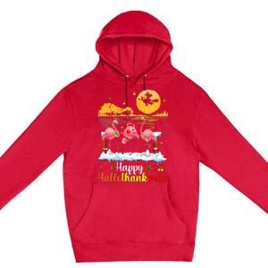 Halloween Thanksgiving Xmas Happy Hallo Thanksmas Flamingo Premium Pullover Hoodie