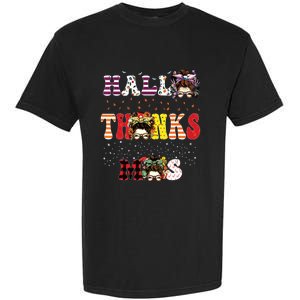 Halloween Thanksgiving Xmas Happy Hallothanksmas Messy Bun Garment-Dyed Heavyweight T-Shirt