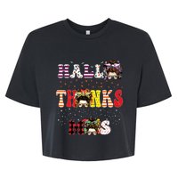 Halloween Thanksgiving Xmas Happy Hallothanksmas Messy Bun Bella+Canvas Jersey Crop Tee