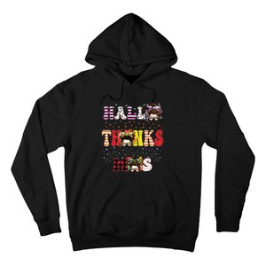 Halloween Thanksgiving Xmas Happy Hallothanksmas Messy Bun Hoodie