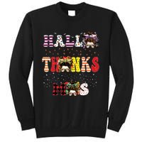 Halloween Thanksgiving Xmas Happy Hallothanksmas Messy Bun Sweatshirt