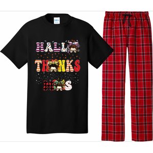 Halloween Thanksgiving Xmas Happy Hallothanksmas Messy Bun Pajama Set