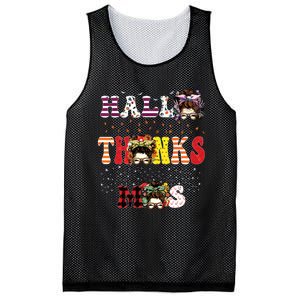 Halloween Thanksgiving Xmas Happy Hallothanksmas Messy Bun Mesh Reversible Basketball Jersey Tank