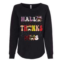 Halloween Thanksgiving Xmas Happy Hallothanksmas Messy Bun Womens California Wash Sweatshirt