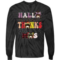 Halloween Thanksgiving Xmas Happy Hallothanksmas Messy Bun Tie-Dye Long Sleeve Shirt