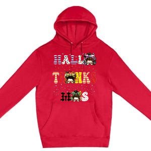 Halloween Thanksgiving Xmas Happy Hallothanksmas Messy Bun Premium Pullover Hoodie