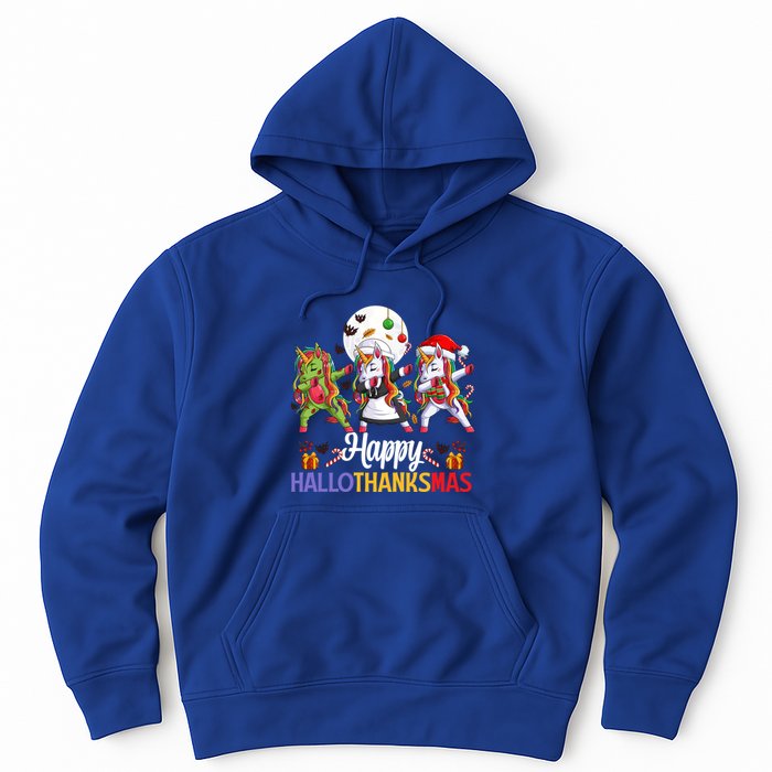 Halloween Thanksgiving Xmas Happy Hallothanksmas Unicorns Gift Hoodie