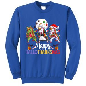 Halloween Thanksgiving Xmas Happy Hallothanksmas Unicorns Gift Sweatshirt