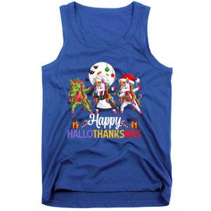 Halloween Thanksgiving Xmas Happy Hallothanksmas Unicorns Gift Tank Top