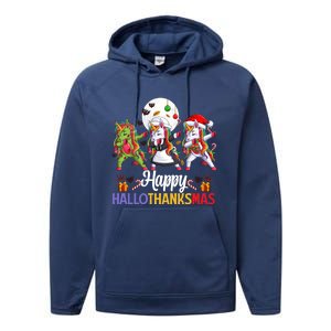 Halloween Thanksgiving Xmas Happy Hallothanksmas Unicorns Gift Performance Fleece Hoodie