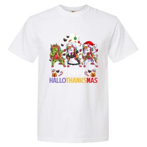 Halloween Thanksgiving Xmas Happy Hallothanksmas Unicorns Gift Garment-Dyed Heavyweight T-Shirt