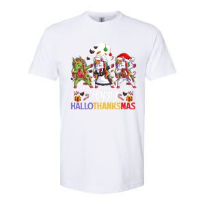 Halloween Thanksgiving Xmas Happy Hallothanksmas Unicorns Gift Softstyle CVC T-Shirt