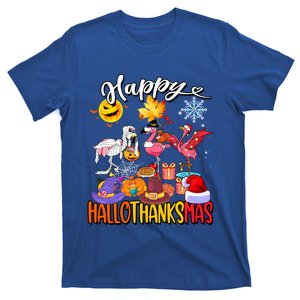 Halloween Thanksgiving Xmas Flamingo Happy Hallothanksmas Cool Gift T-Shirt