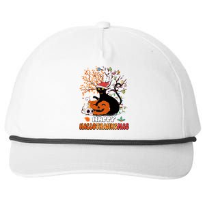 Halloween Thanksgiving Xmas Cat Hallothanksmas Gift Snapback Five-Panel Rope Hat