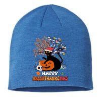 Halloween Thanksgiving Xmas Cat Hallothanksmas Gift Sustainable Beanie