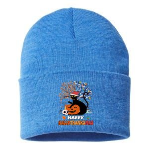 Halloween Thanksgiving Xmas Cat Hallothanksmas Gift Sustainable Knit Beanie